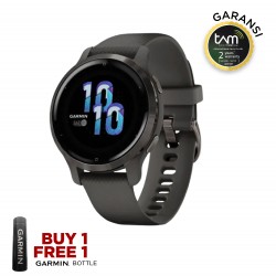 Garmin Venu 2S Slate Stainless Steel Bezel with Graphite Case and Silicone Band