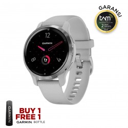 Garmin Venu 2S Silver Stainless Steel Bezel with Mist Gray Case and Silicone Band