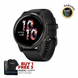 Garmin Venu 2 Slate stainless steel bezel with black case and silicone band