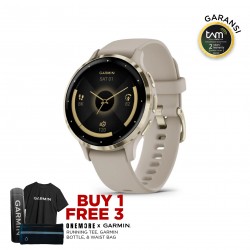 Garmin Venu 3S Cream Gold Stainless Steel Bezel with French Gray Case