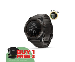 Garmin Fenix 5X Plus - Sapphire Carbon Gray DLC Titanium W/ DLC Titanium Band