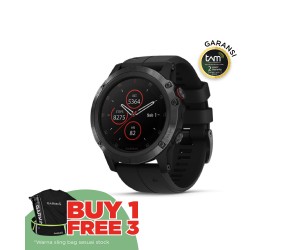 Garmin Fenix 5X Plus - Sapphire DLC Carbon Gray W/ Black Band